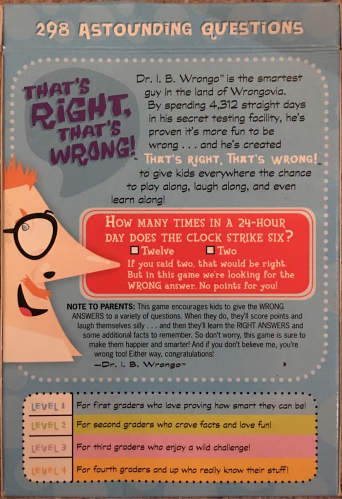 That’s Right, That’s Wrong! : Level One - Set Two  board game collectible [Barcode 9781416906759] - Main Image 2