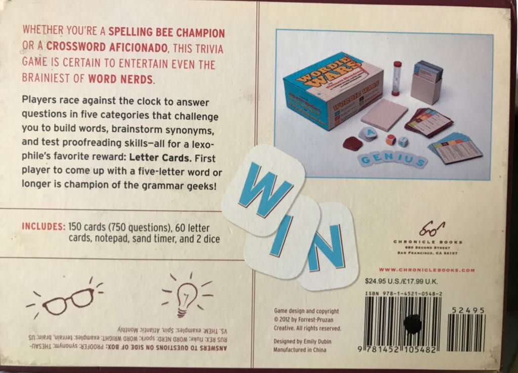 Wordie Wars  (3 to 8) board game collectible [Barcode 9781452105482] - Main Image 2