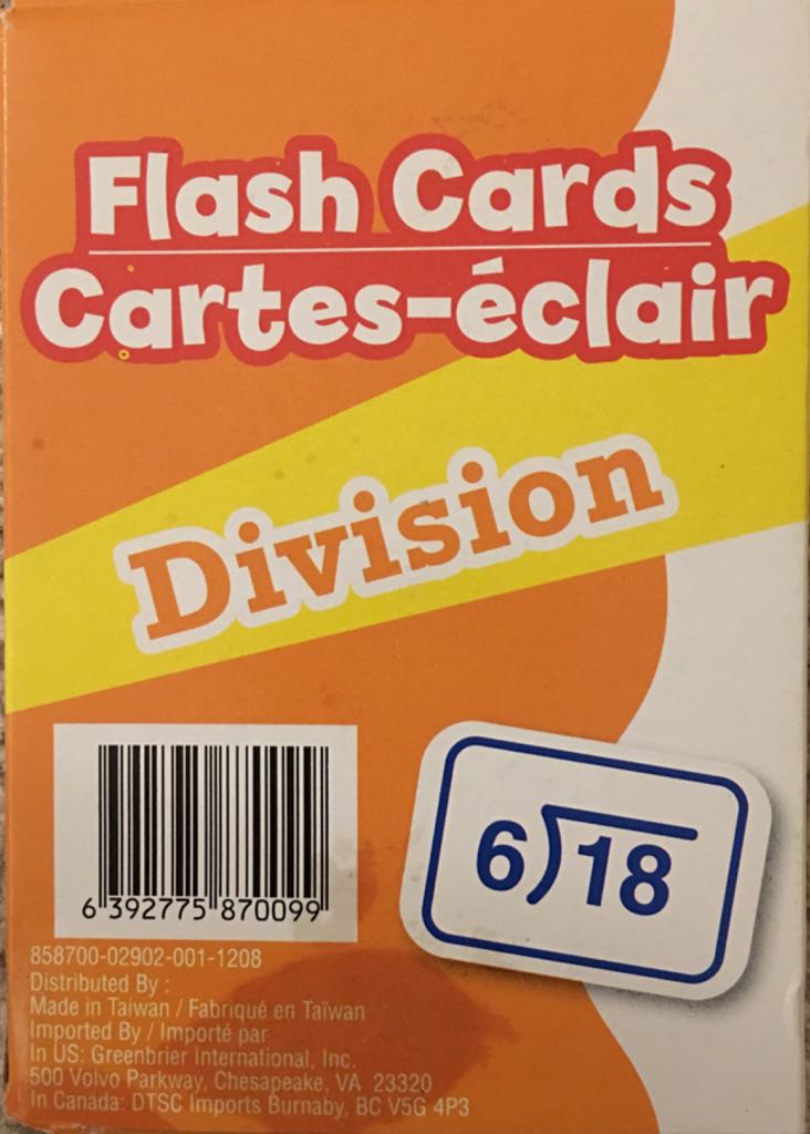 Flash Cards: Division  board game collectible [Barcode 9781453050873] - Main Image 2