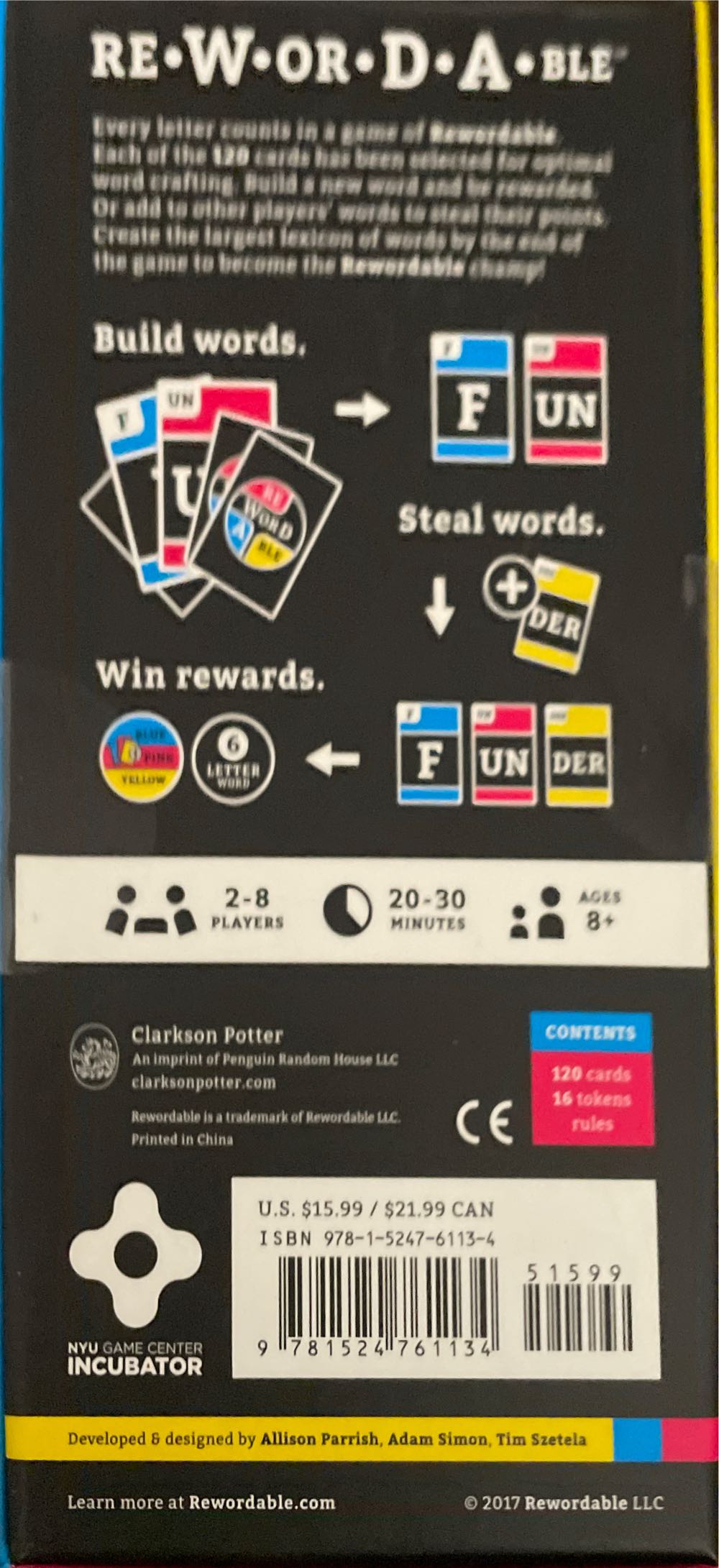 Rewordable  (2-8) board game collectible [Barcode 9781524761134] - Main Image 2