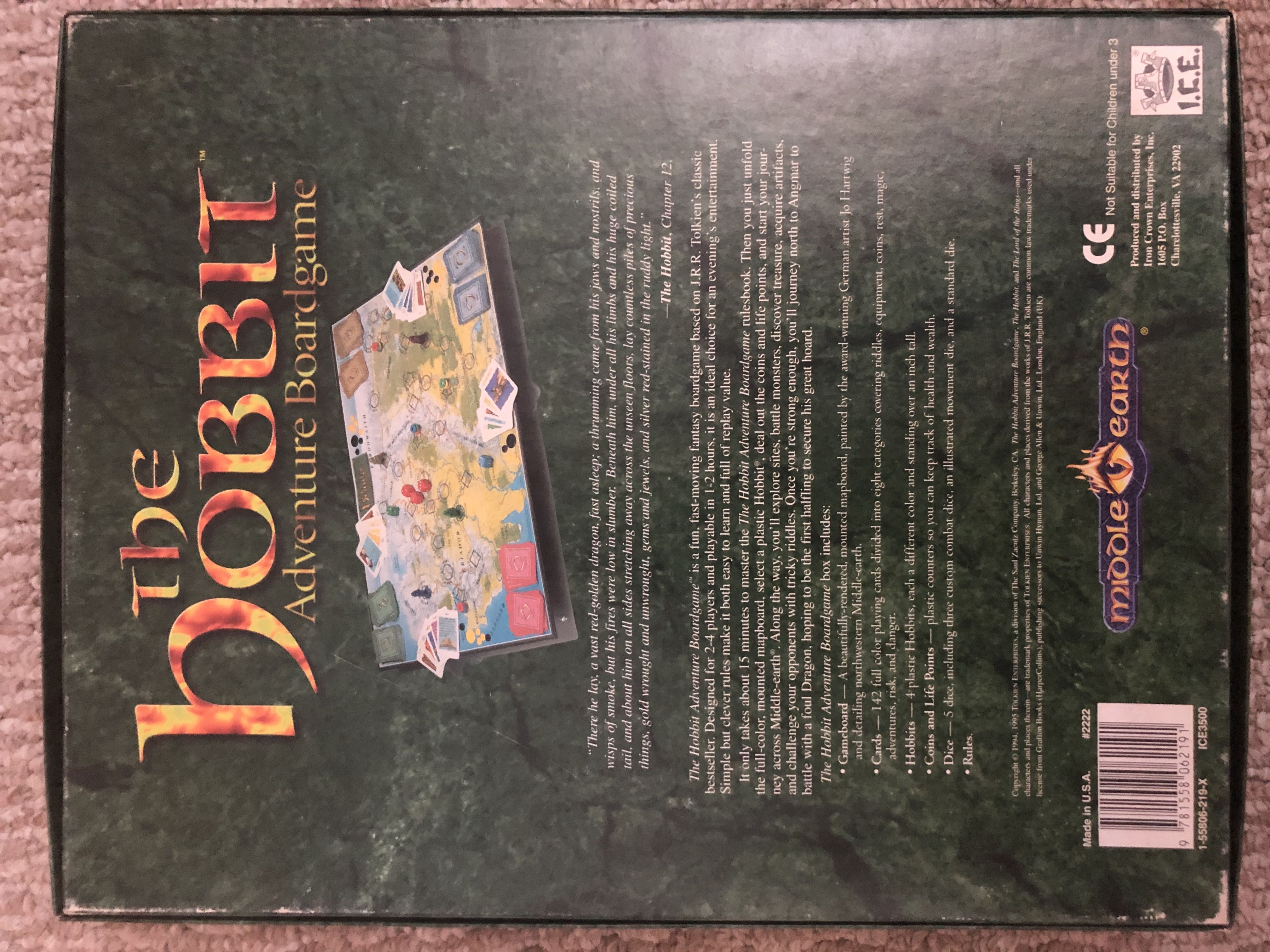 The Hobbit Adventure Boardgame  board game collectible [Barcode 9781558062191] - Main Image 2