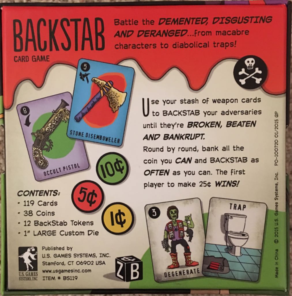 Back Stab Card Game  (2-4) board game collectible [Barcode 9781572817739] - Main Image 2
