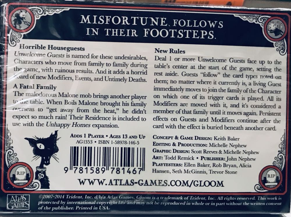 Gloom: Unwelcome Guests  (2-5) board game collectible [Barcode 9781589781467] - Main Image 2