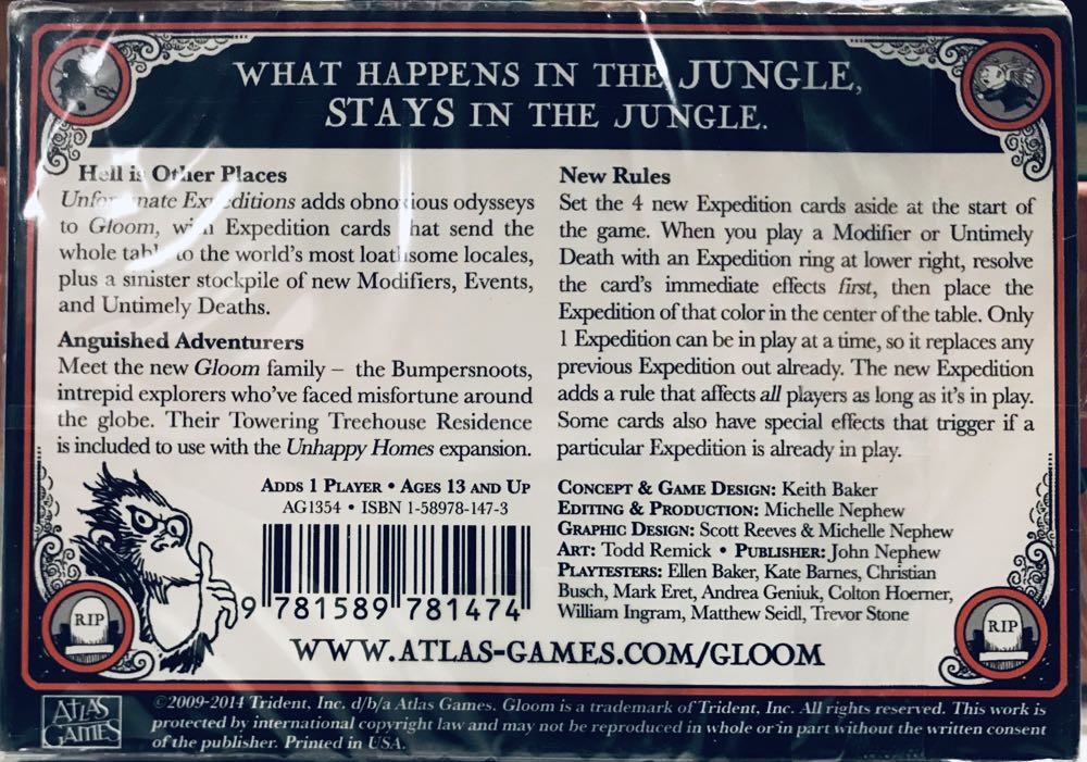 Gloom: Unfortunate Expeditions  (2-5) board game collectible [Barcode 9781589781474] - Main Image 2
