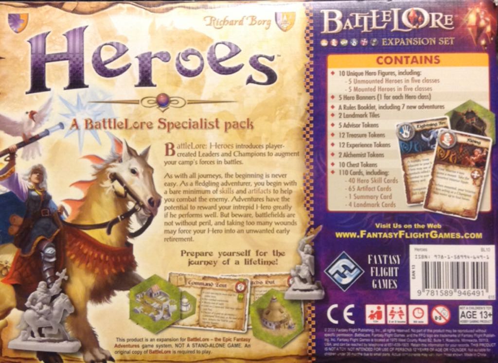 BattleLore: Heroes  (2 or 4) board game collectible [Barcode 9781589946491] - Main Image 2