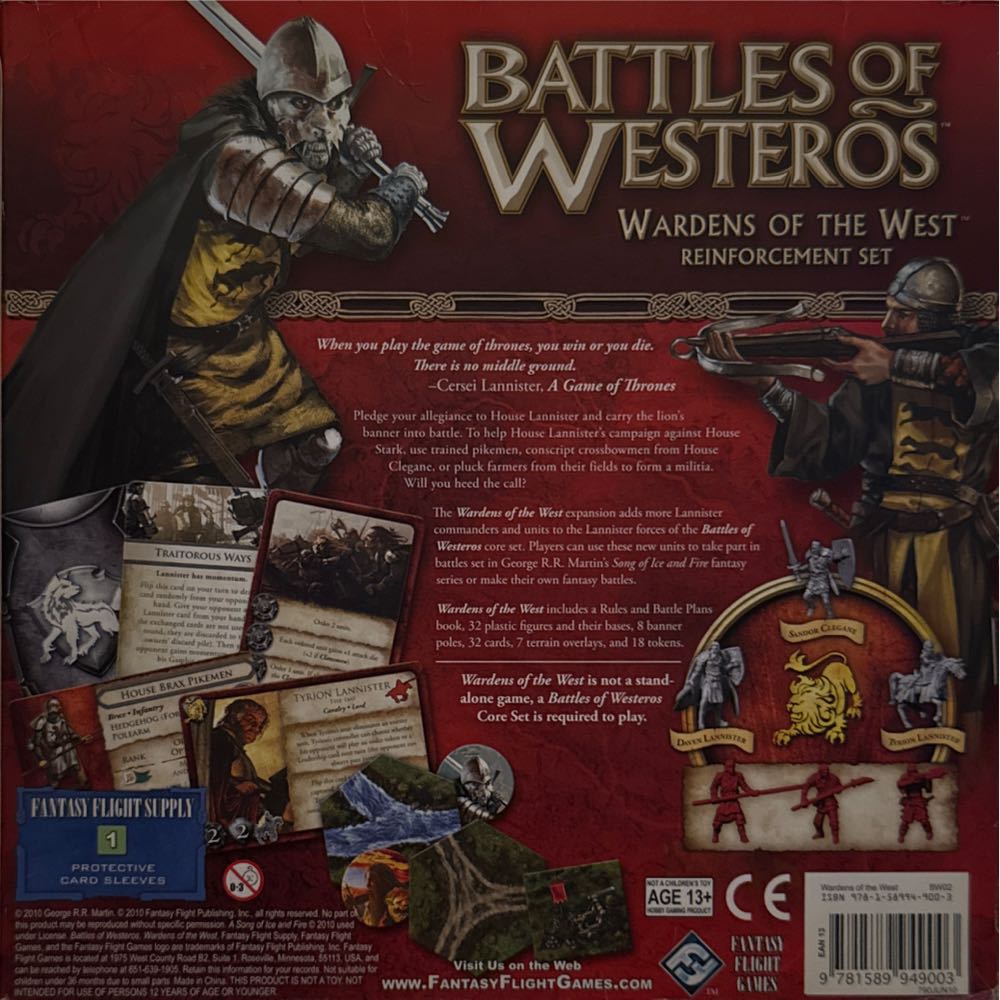 Battles Of Westeros Wardens Of The West Expansion  (2) board game collectible [Barcode 9781589949003] - Main Image 2