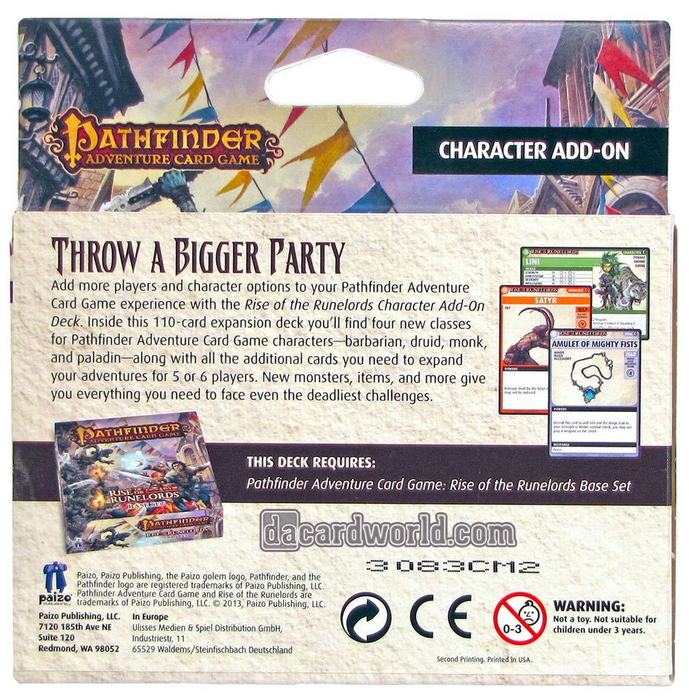 Pathfinder Adventure Card Game : Character Add-On  (1 - 6) board game collectible [Barcode 9781601255518] - Main Image 2