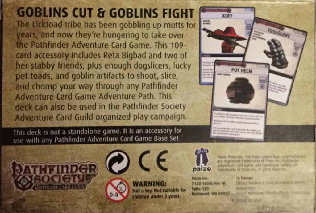 Pathfinder ACG: Goblins Fight! Class Deck  board game collectible [Barcode 9781601258489] - Main Image 2