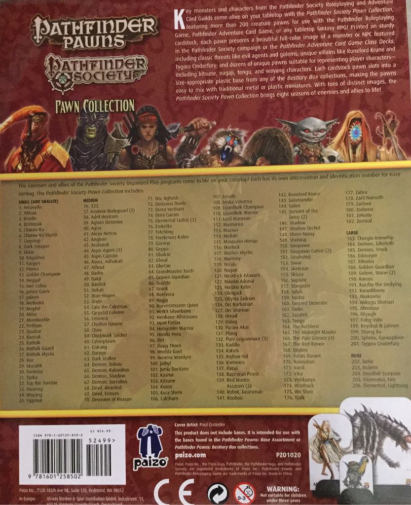 Pathfinder Pawns: Pathfinder Society Pawn Collection by Paizo Publishing Board G  board game collectible [Barcode 9781601258502] - Main Image 2