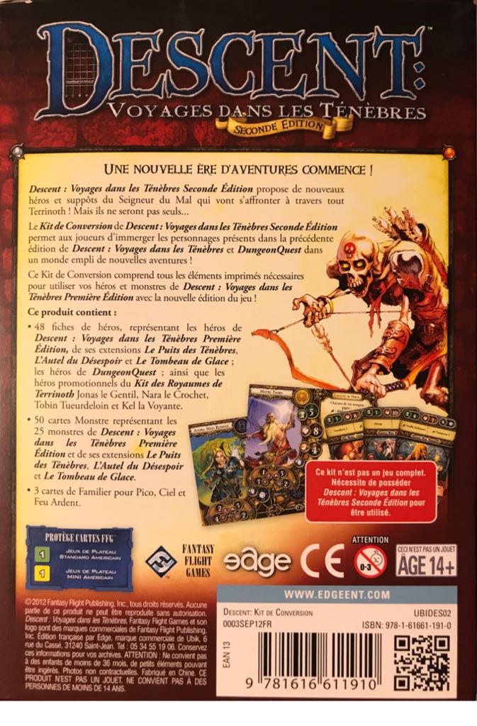 Descent: Journeys in the Dark Fantasy Board Game 2nd Edition Conversion Kit DJ02  (2-5) board game collectible [Barcode 9781616611910] - Main Image 2