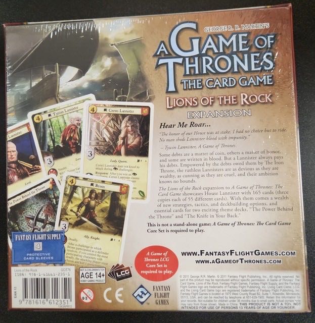 A Game Of Thrones: Lions Of The Rock Expansion  (1) board game collectible [Barcode 9781616612351] - Main Image 3