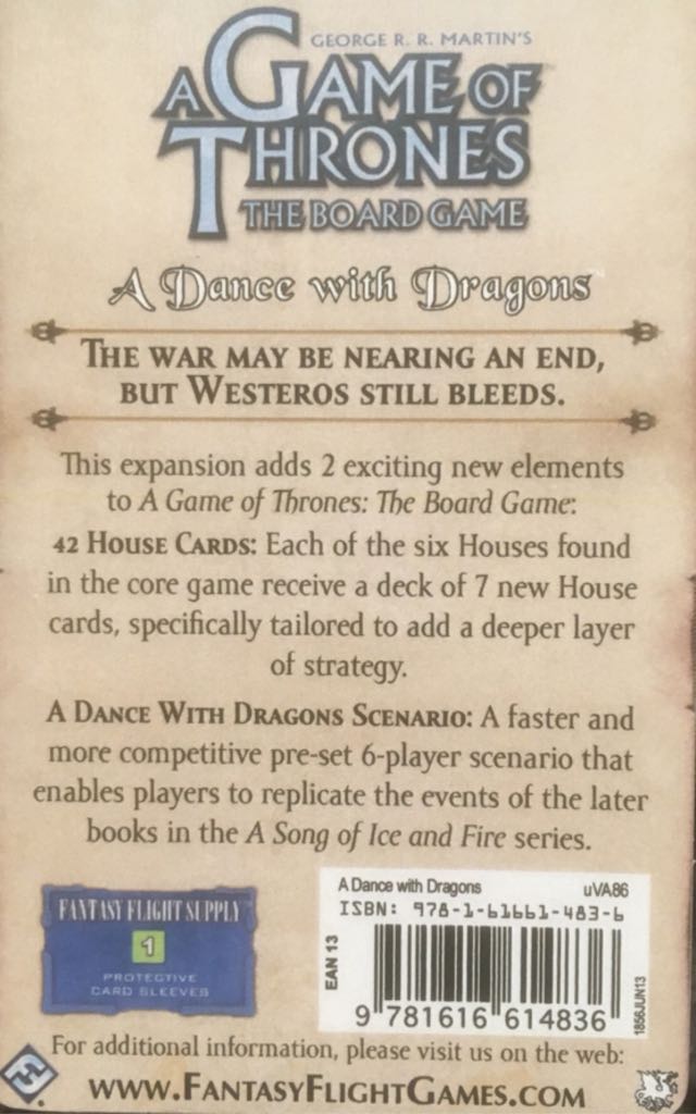 A Game of Thrones: A Dance With Dragons  board game collectible [Barcode 9781616614836] - Main Image 2
