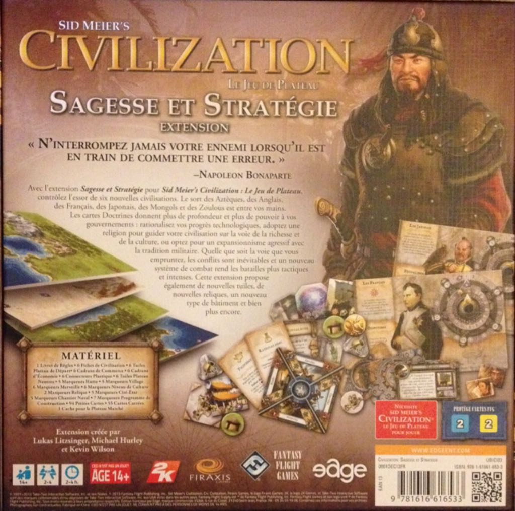 Civilization : Wisdom and Warfare  (2-4) board game collectible [Barcode 9781616616533] - Main Image 2