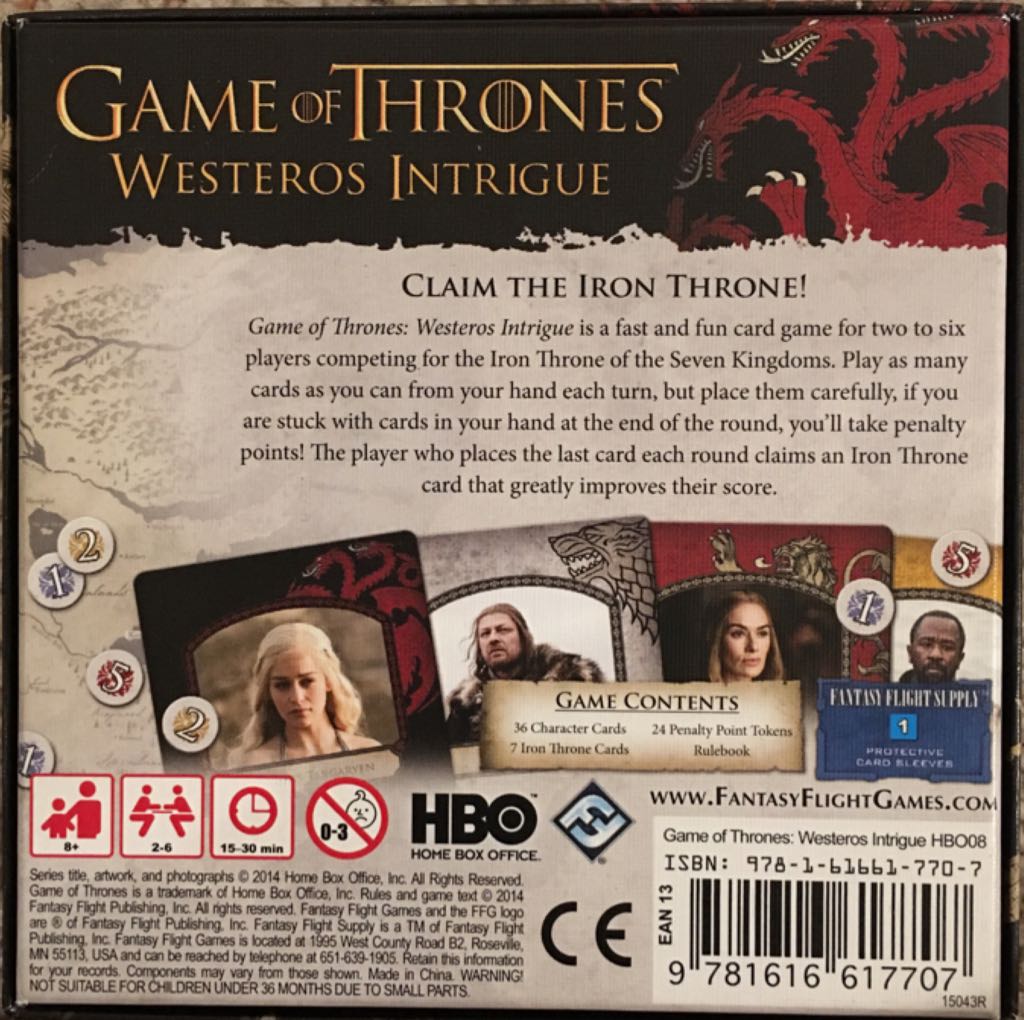 Game of Thrones: Westeros Intrigue  (2-6) board game collectible [Barcode 9781616617707] - Main Image 2