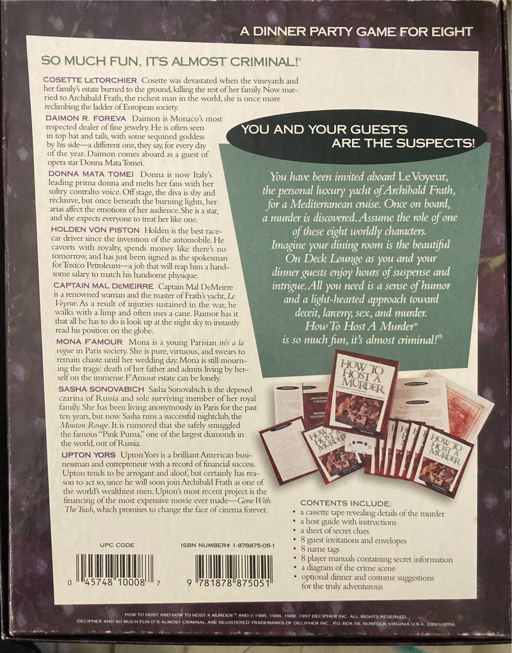 How To Host A Murder - 2: Grapes Of Wrath  (8) board game collectible [Barcode 9781878875051] - Main Image 2