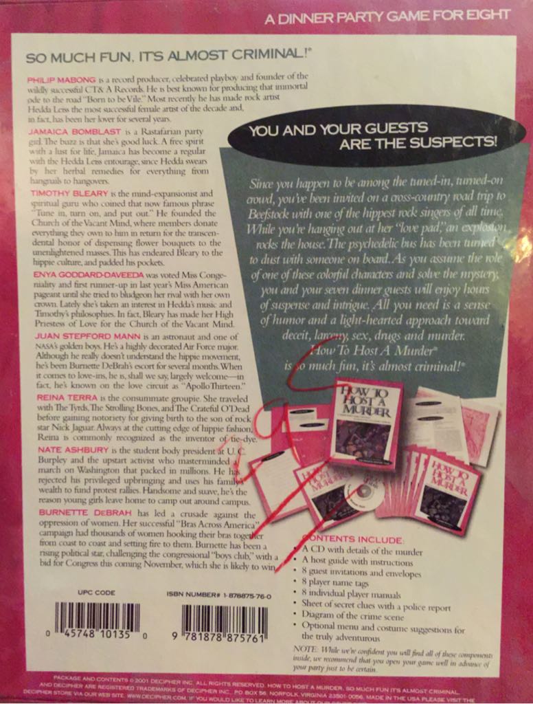 How to Host a Murder: Tragical Mystery Tour  (8) board game collectible [Barcode 9781878875761] - Main Image 2