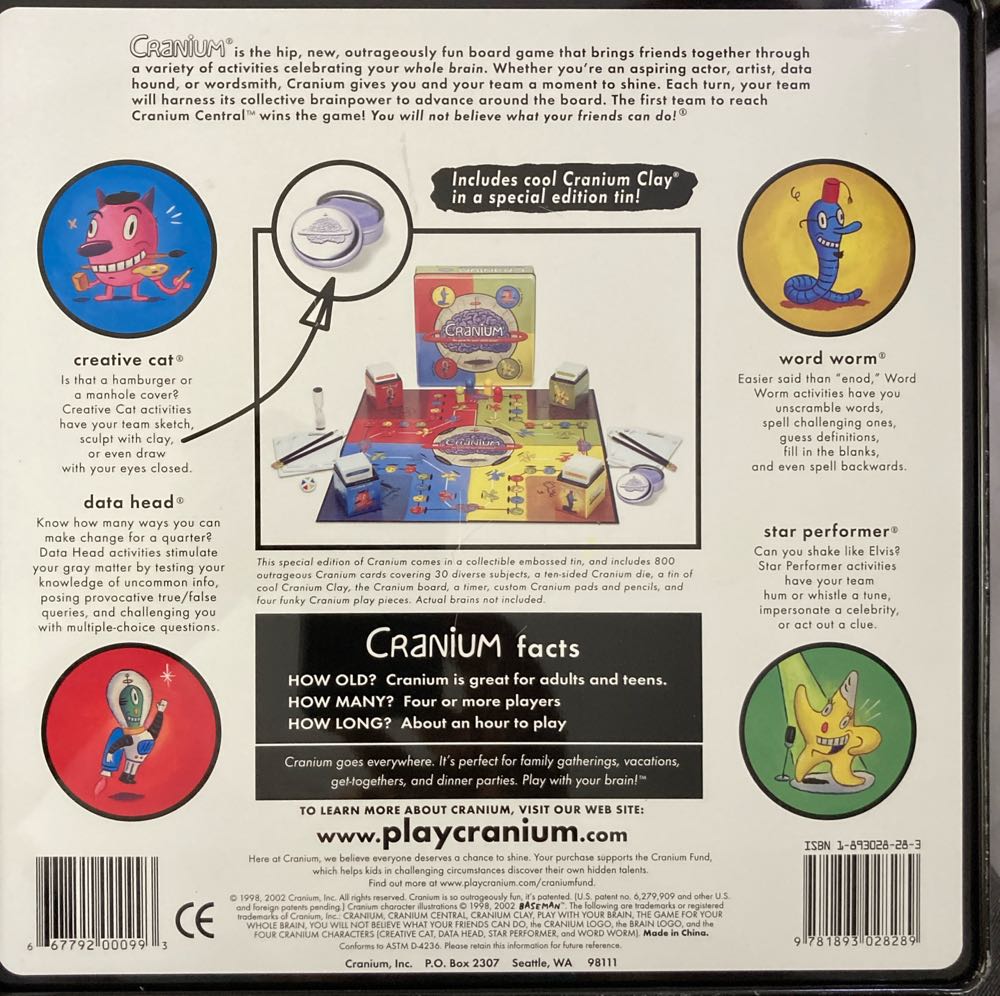 Cranium: Cranium Collectors Tin Board Game  (4-99) board game collectible [Barcode 9781893028289] - Main Image 2