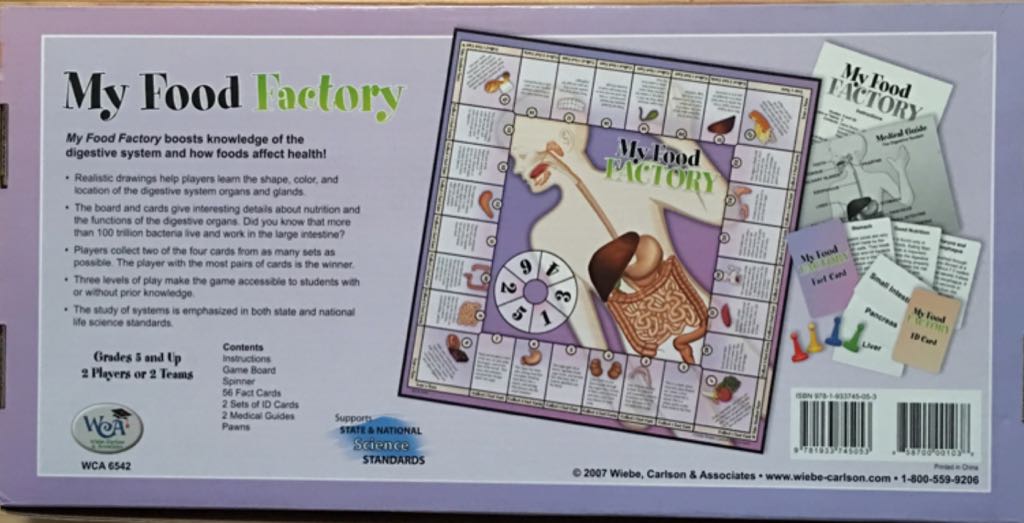 My Food Factory : The Digestive System and Nutrition  (Teams or 2) board game collectible [Barcode 9781933745053] - Main Image 2