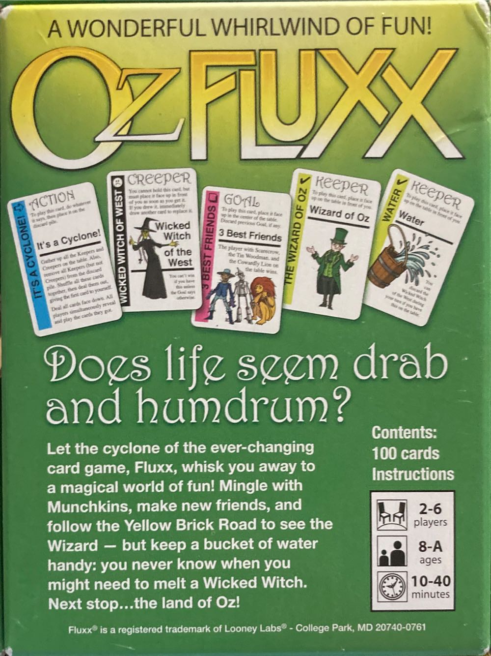 Fluxx: Oz  (2-6) board game collectible [Barcode 9781936112265] - Main Image 2