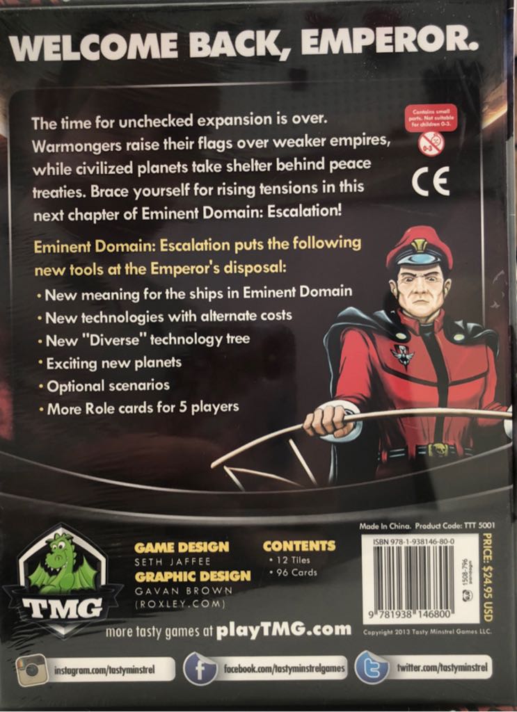 Eminent Domain Escalation  (2-4) board game collectible [Barcode 9781938146800] - Main Image 2