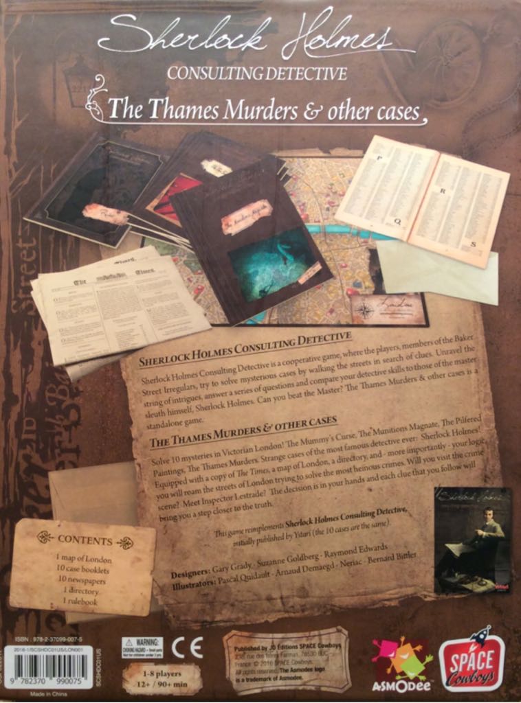 Sherlock Holmes Consulting Detective: The Thames Murders & Other Cases  (1 - 8) board game collectible [Barcode 9782370990075] - Main Image 2