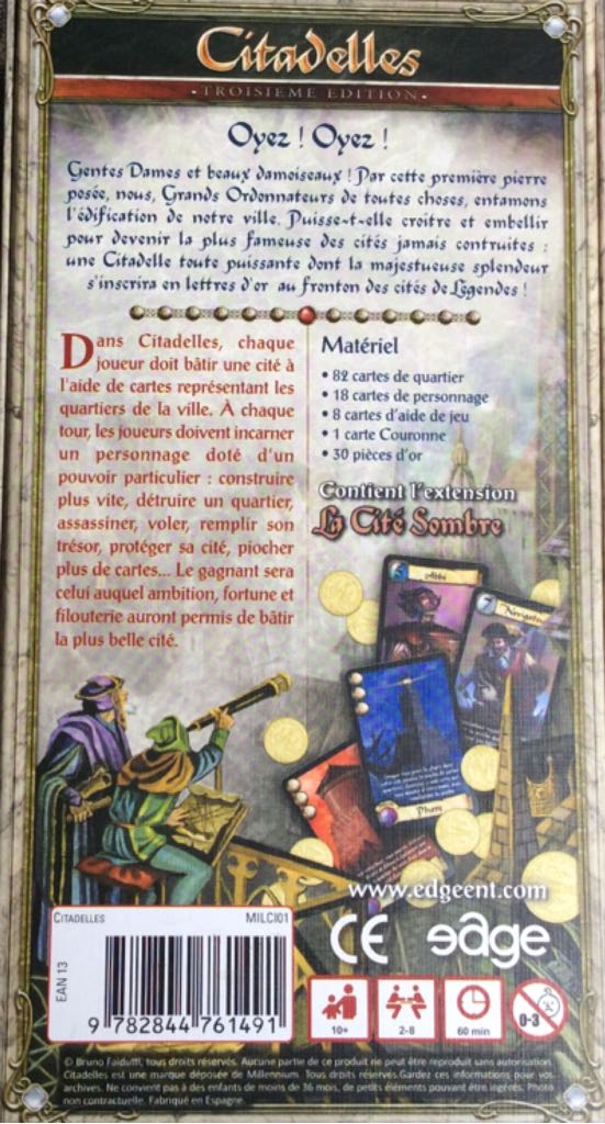 Citadelles 2nd Edition  (2-8) board game collectible [Barcode 9782844761491] - Main Image 2