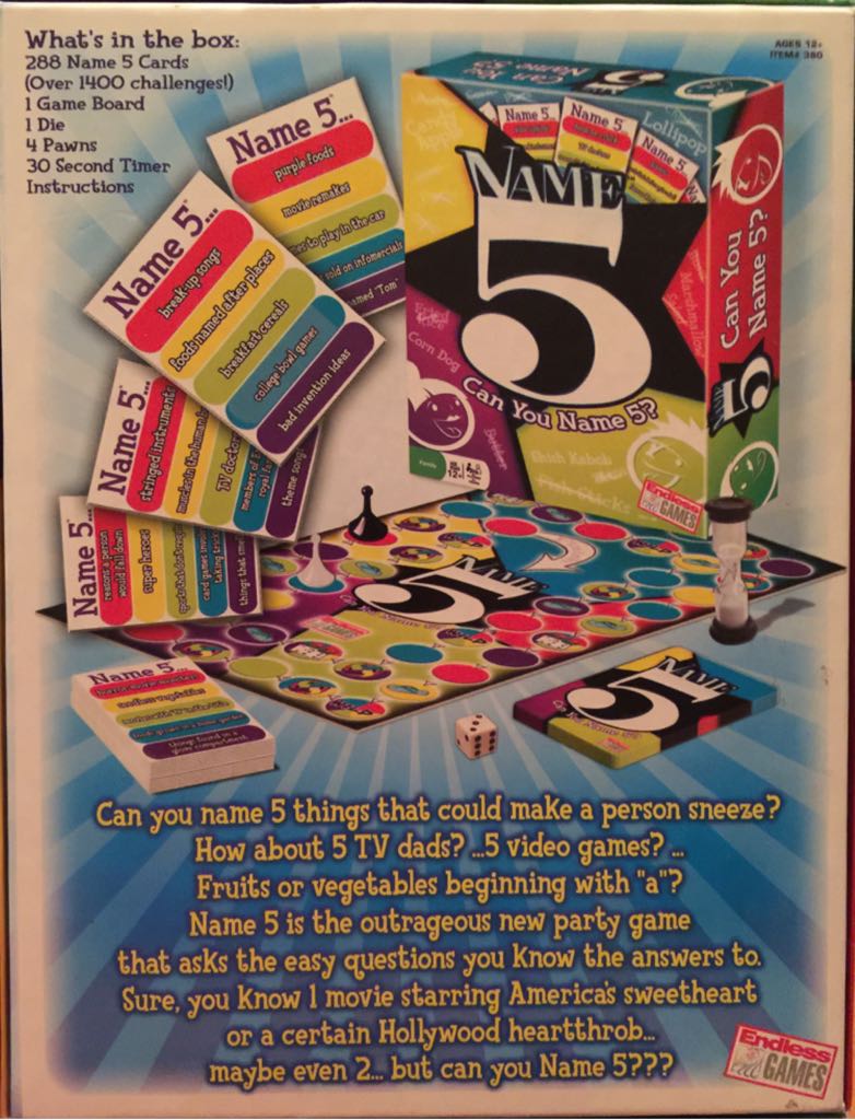 Can You Name 5?  (2 Teams /) board game collectible - Main Image 2