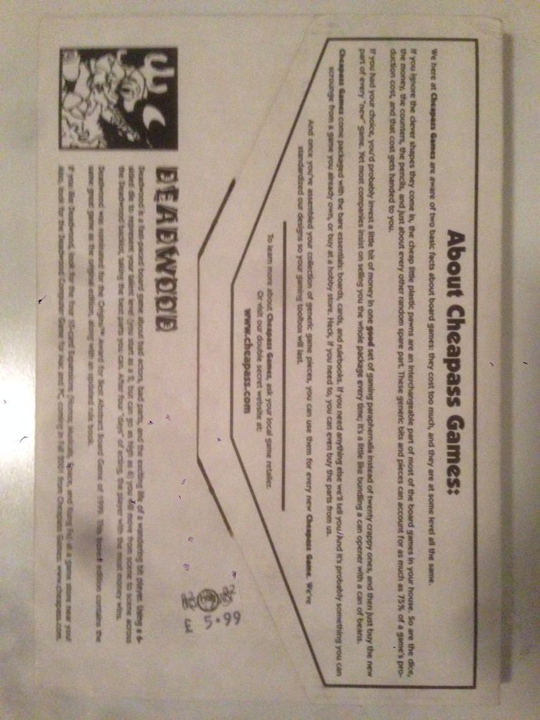 Deadwood  (3-8) board game collectible - Main Image 2