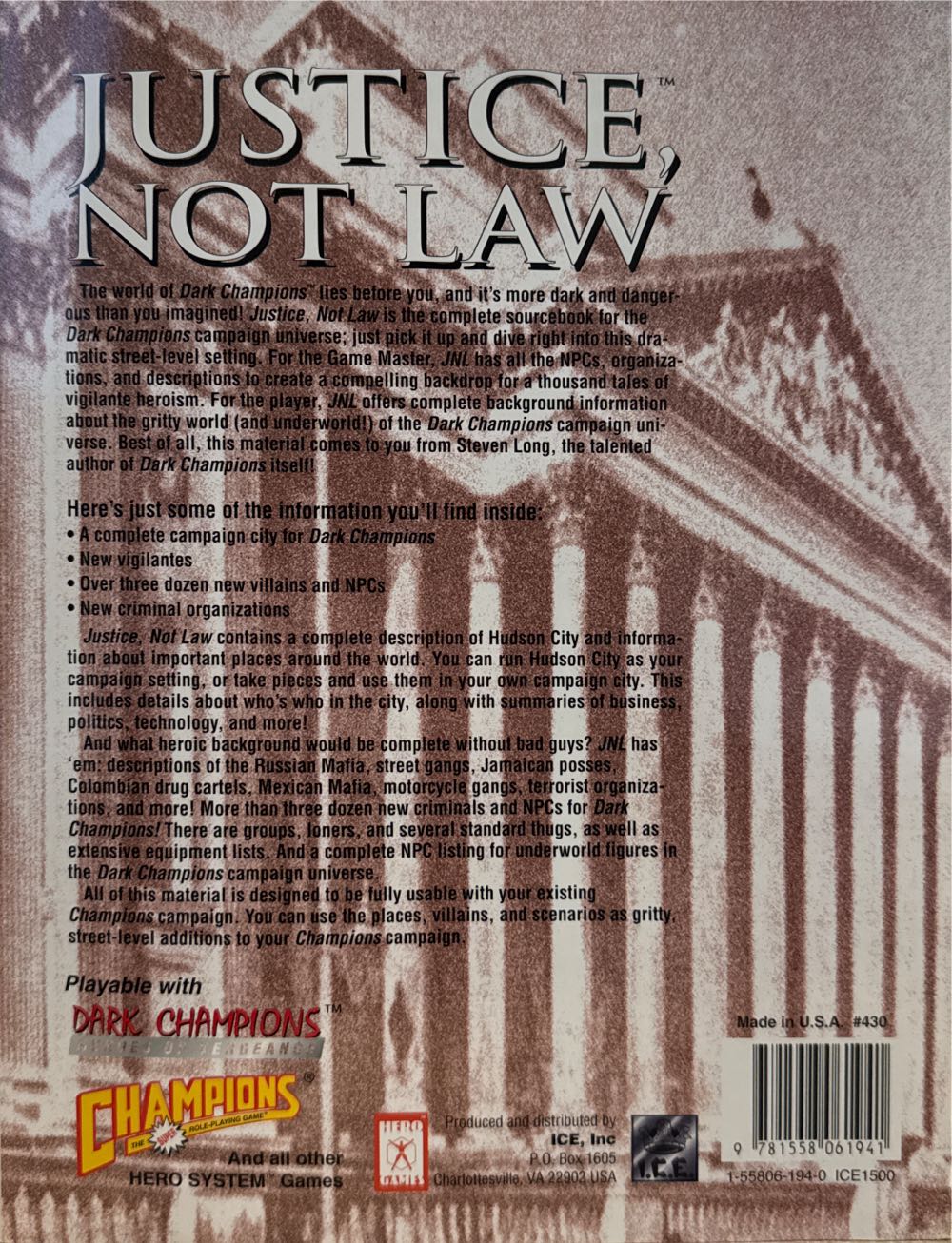 Justice Not Law  board game collectible [Barcode 9781558061941] - Main Image 2