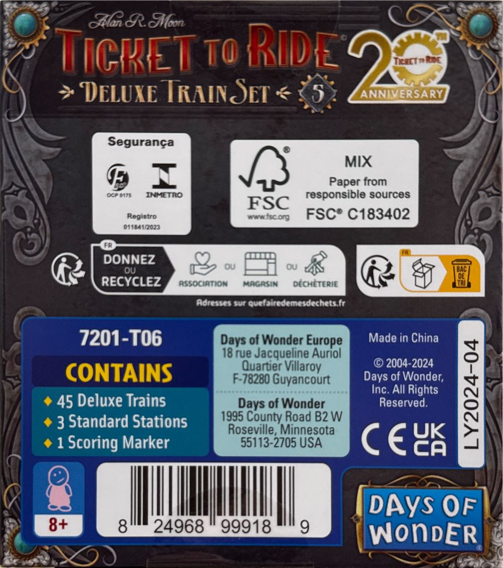 Ticket To Ride: Deluxe Train Set - Black  (1) board game collectible [Barcode 824968999189] - Main Image 2