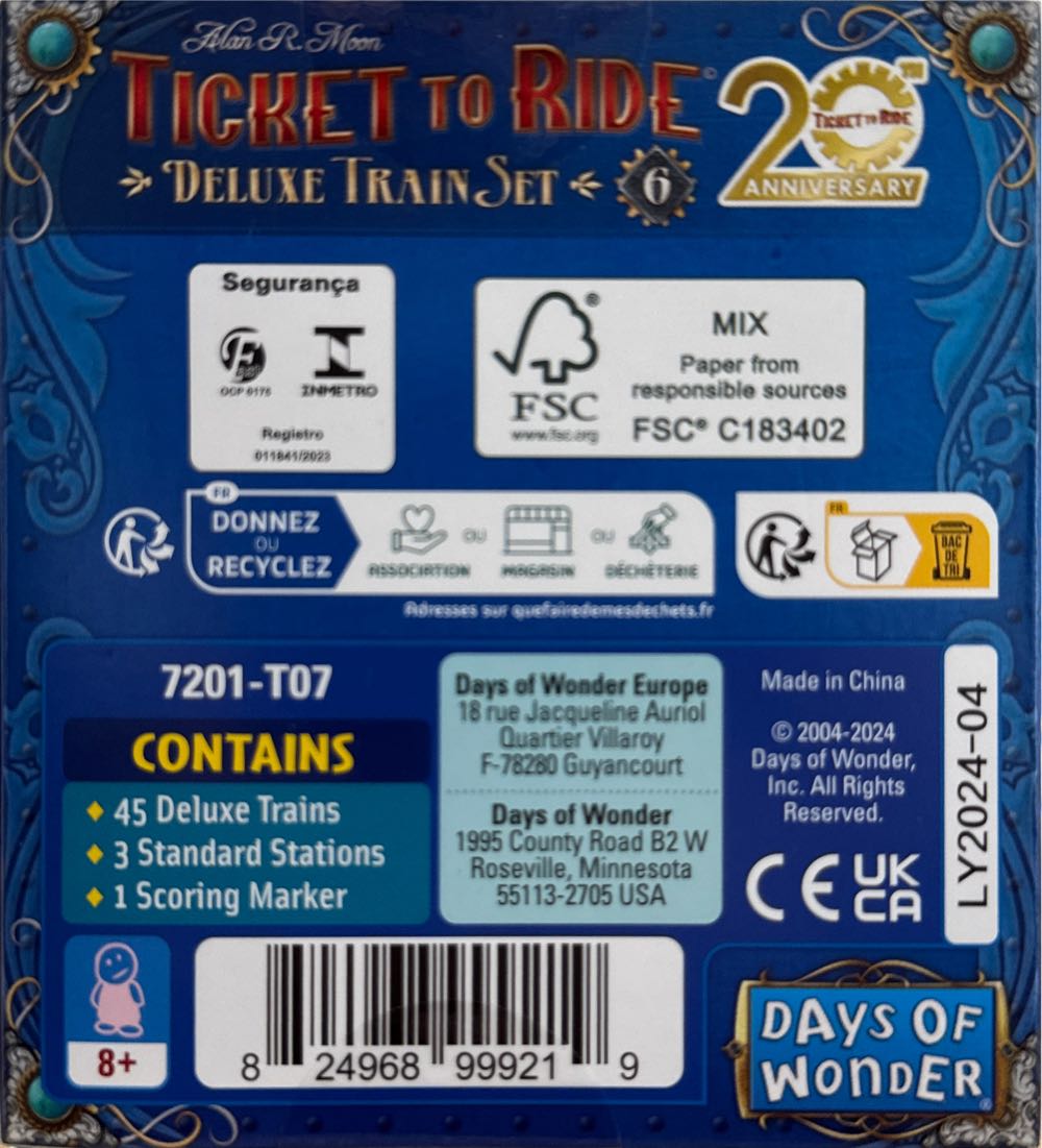 Ticket To Ride: Deluxe Train Set - Blue  board game collectible [Barcode 824968999219] - Main Image 2