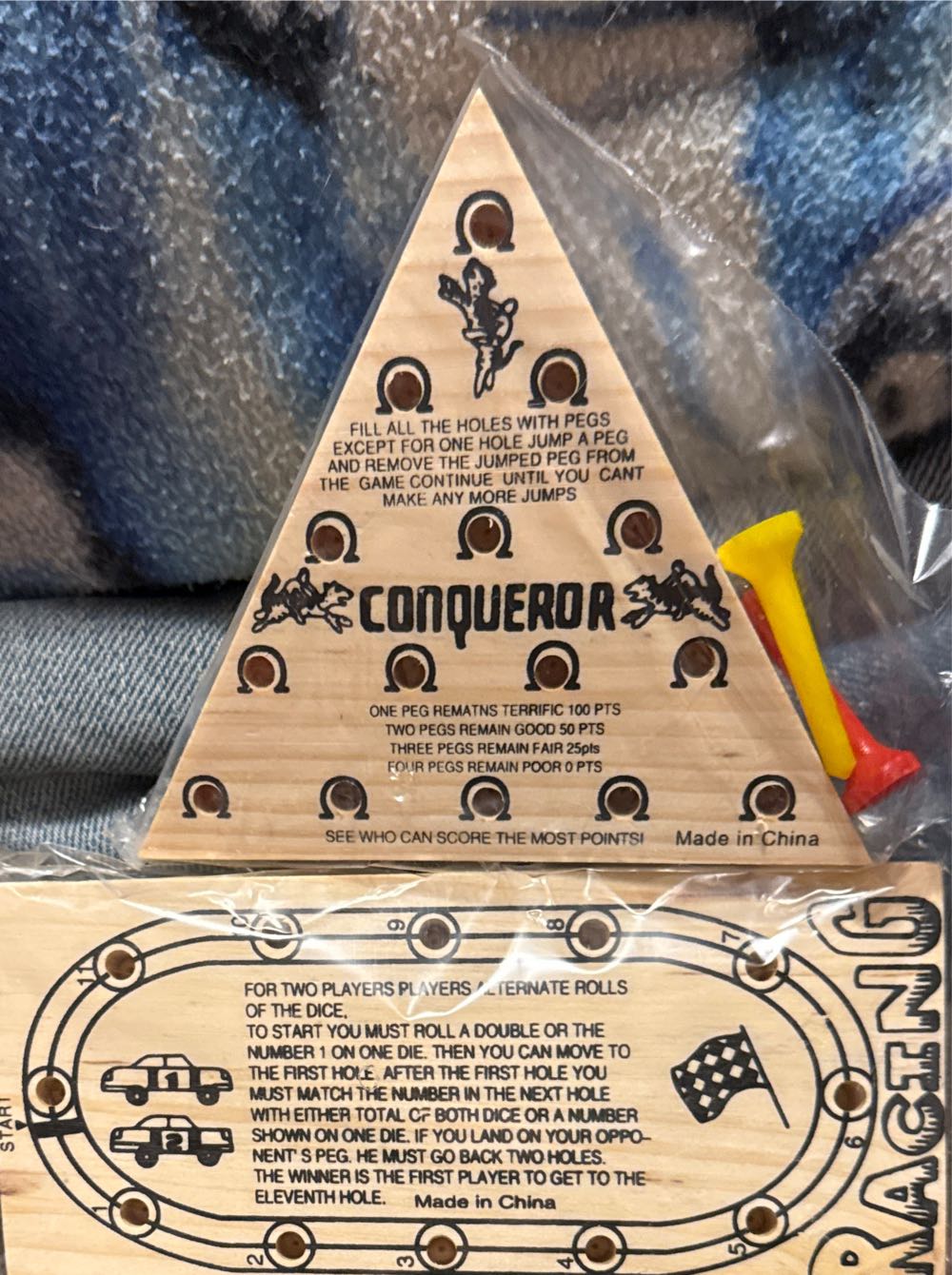 Mind Teasers Set Of 7 Wooden Brain Puzzle Colored Pegs Red Storage Tin  board game collectible [Barcode 490400909230] - Main Image 3