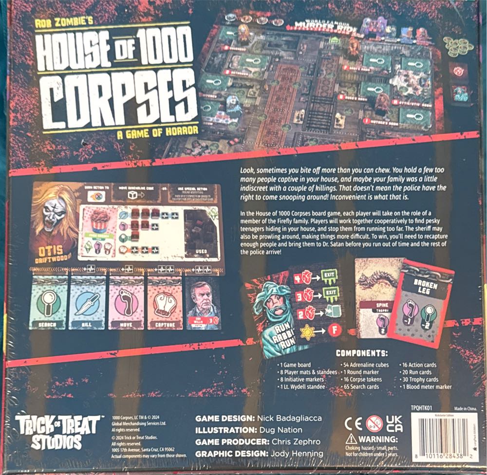 House Of 1000 Corpses: A Game Of Horror  (1-4) board game collectible [Barcode 810116284382] - Main Image 2