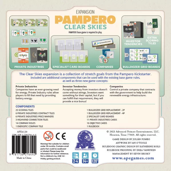 Pampero: Clear Skies  (1 2 3 4) board game collectible [Barcode 9781736276440] - Main Image 2