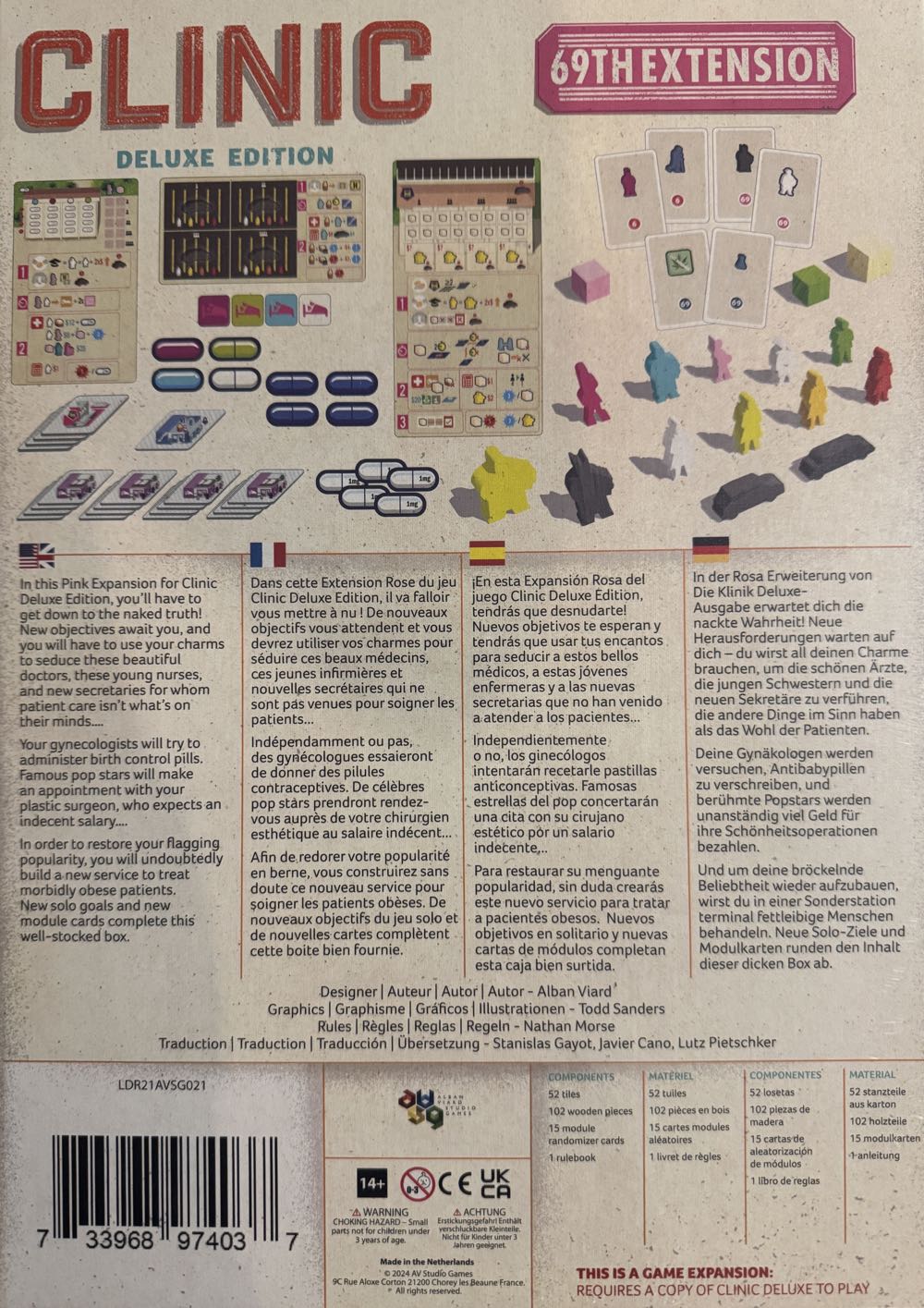 Clinic Deluxe Edition: 69th Extension Pink  board game collectible [Barcode 733968974037] - Main Image 2