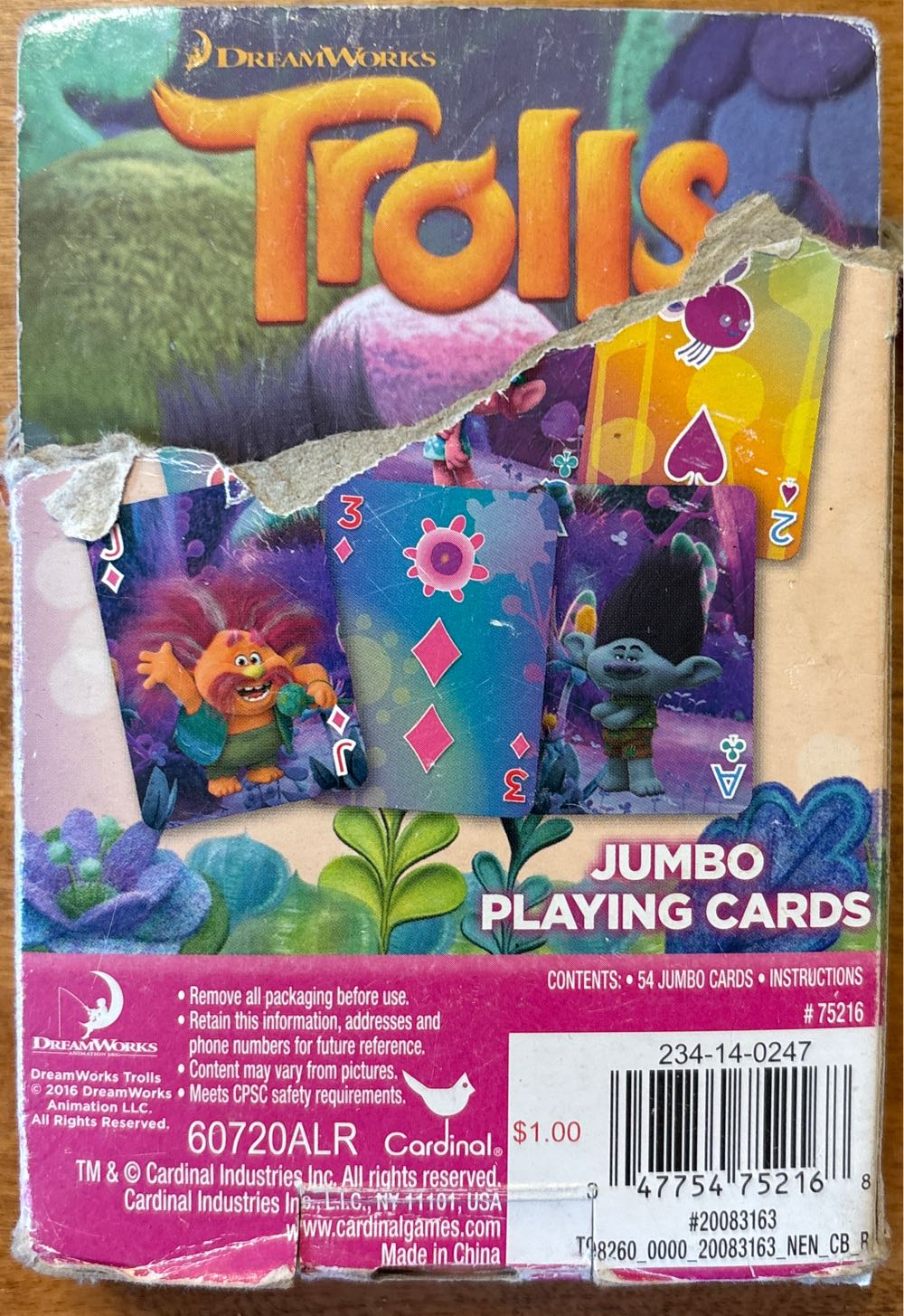 Trolls Jumbo Plaukng Cards  (1+) board game collectible - Main Image 2