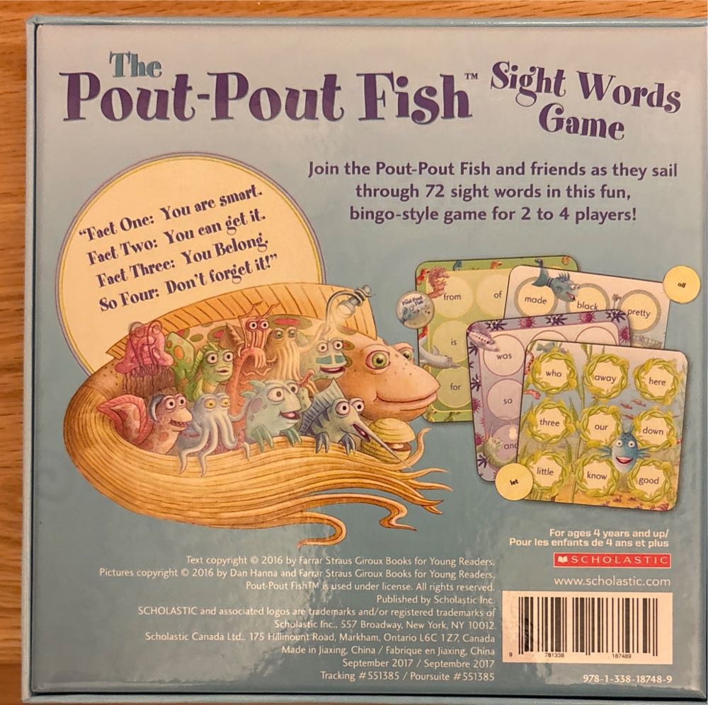 The Pout-Pout Fish Sight Word Games  (2-4) board game collectible [Barcode 9781338187489] - Main Image 2