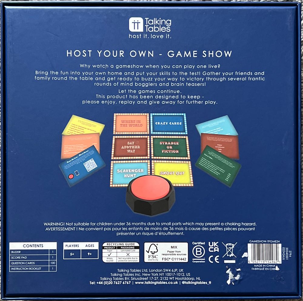 Host Your Own Game Show  (5+) board game collectible [Barcode 5052715154962] - Main Image 2