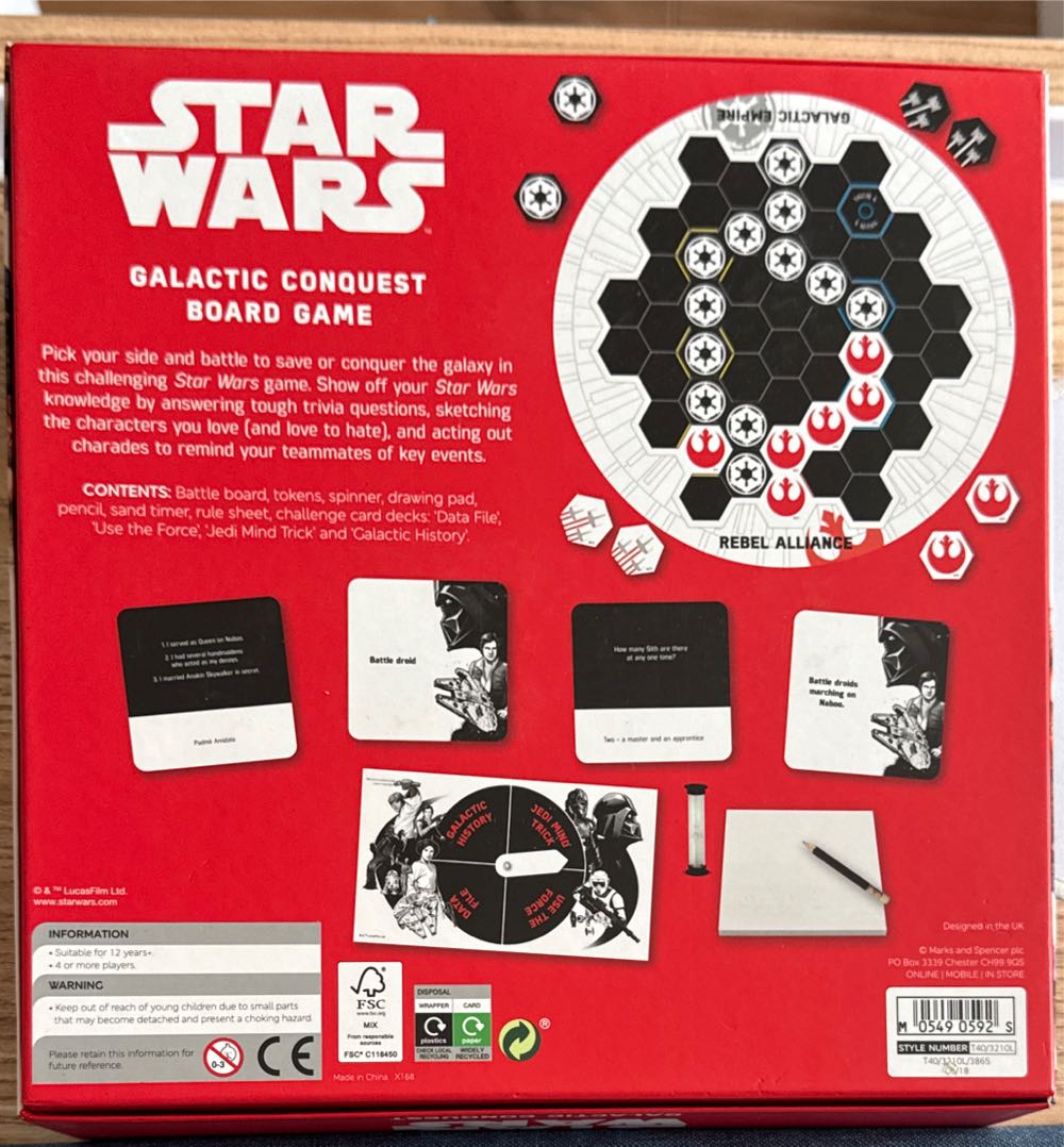 STAR WARS GALACTIC CONQUEST BOARD GAME  (4+) board game collectible [Barcode 05490592] - Main Image 2