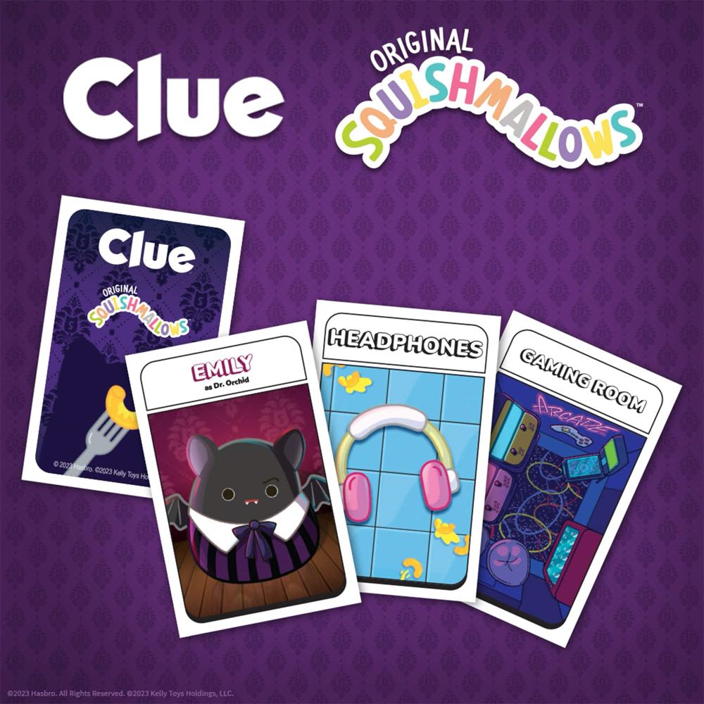 Clue Cards: CLUE® CARD GAME: ORIGINAL SQUISHMALLOWS™ Edition  (3-4) board game collectible [Barcode 700304459862] - Main Image 2