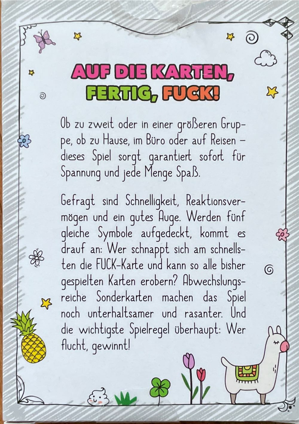 Einhorn Lama Ananas Fuck: Das Verflucht Schnelle Reaktionsspiel  board game collectible [Barcode 9783742312945] - Main Image 2