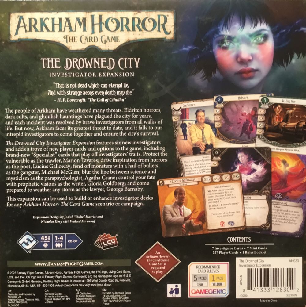 AH LCG: The Drowned City Investigator Expansion  (1 - 4) board game collectible [Barcode 841333128302] - Main Image 2