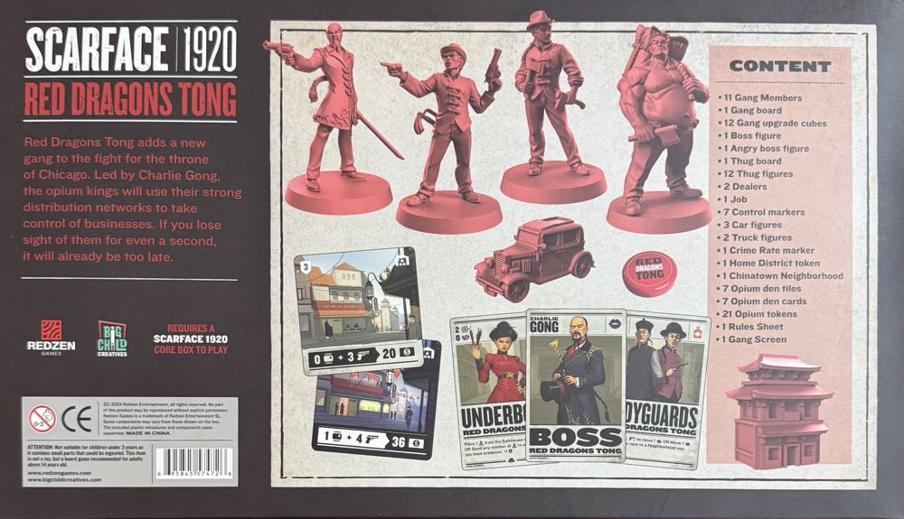 Scarface 1920: Red Dragons Tong  (1-6) board game collectible [Barcode 695845574726] - Main Image 2