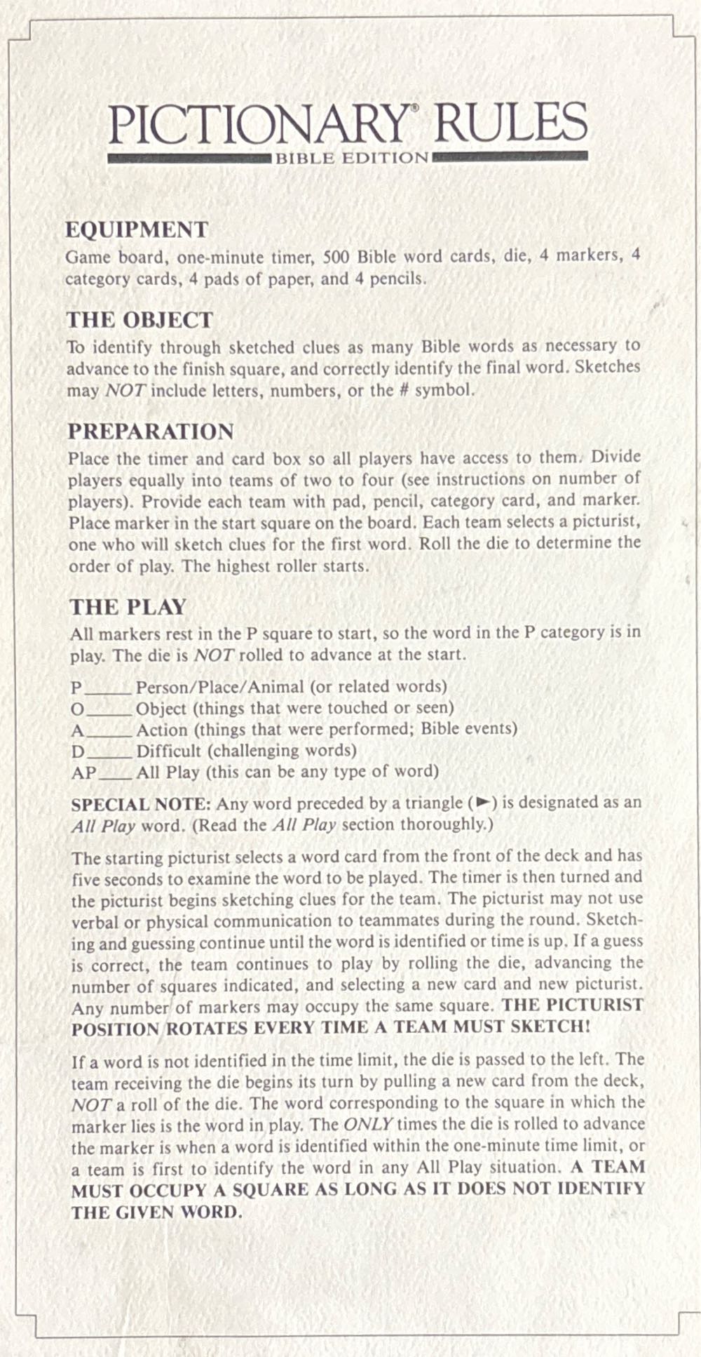 Pictionary: Bible  (3-16) board game collectible [Barcode 020315001554] - Main Image 4