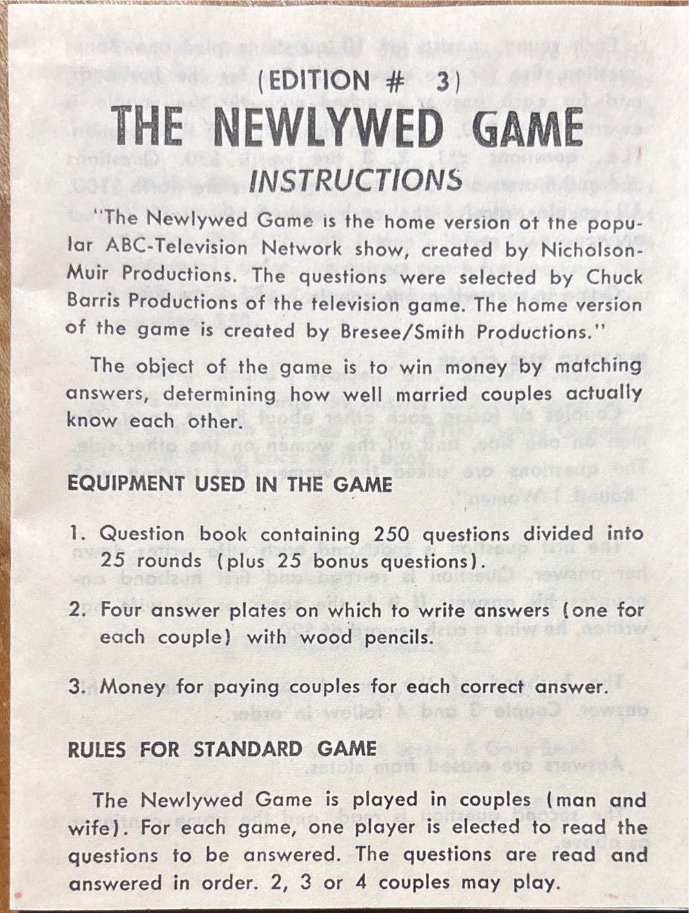 The Newlywed Game  (2-4 Couples) board game collectible - Main Image 4