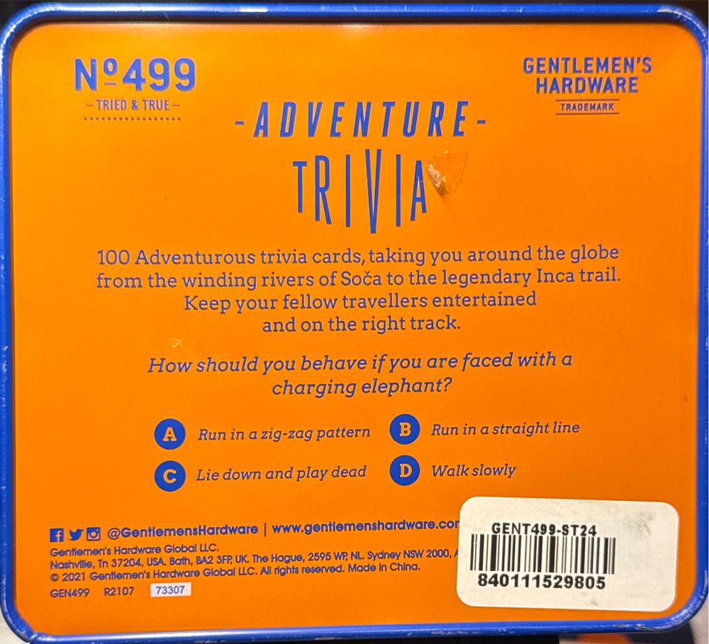 Adventure Trivia  board game collectible [Barcode 840111529805] - Main Image 2