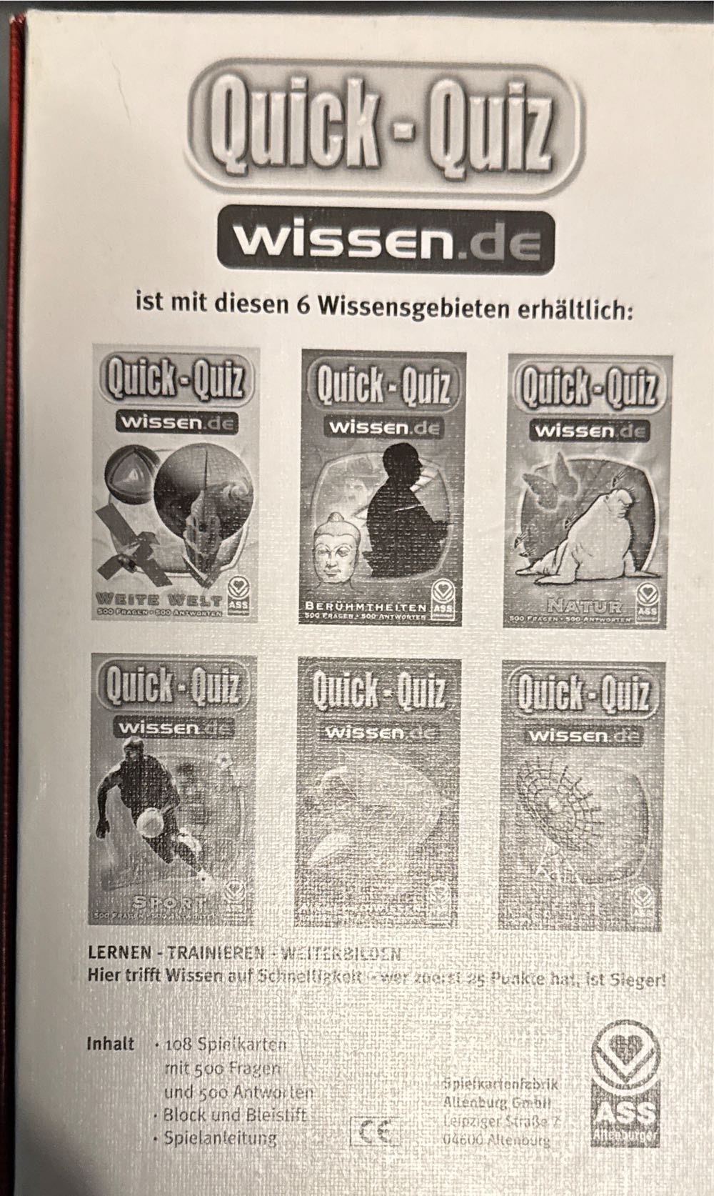 Quick Quiz Berühmtheiten Neu  board game collectible [Barcode 4042677096579] - Main Image 2