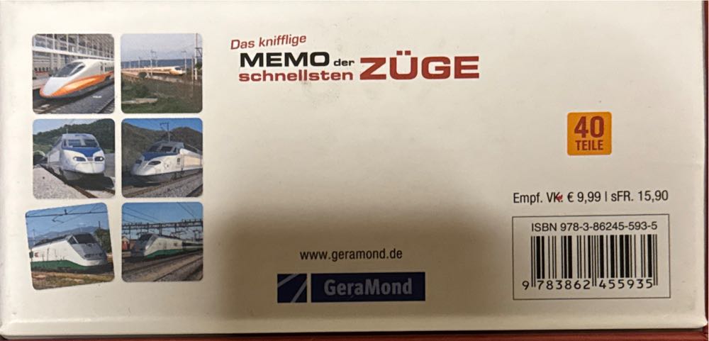 Das Knifflige Memo Der Schnellsten Züge Bücher  board game collectible [Barcode 9783862455935] - Main Image 2