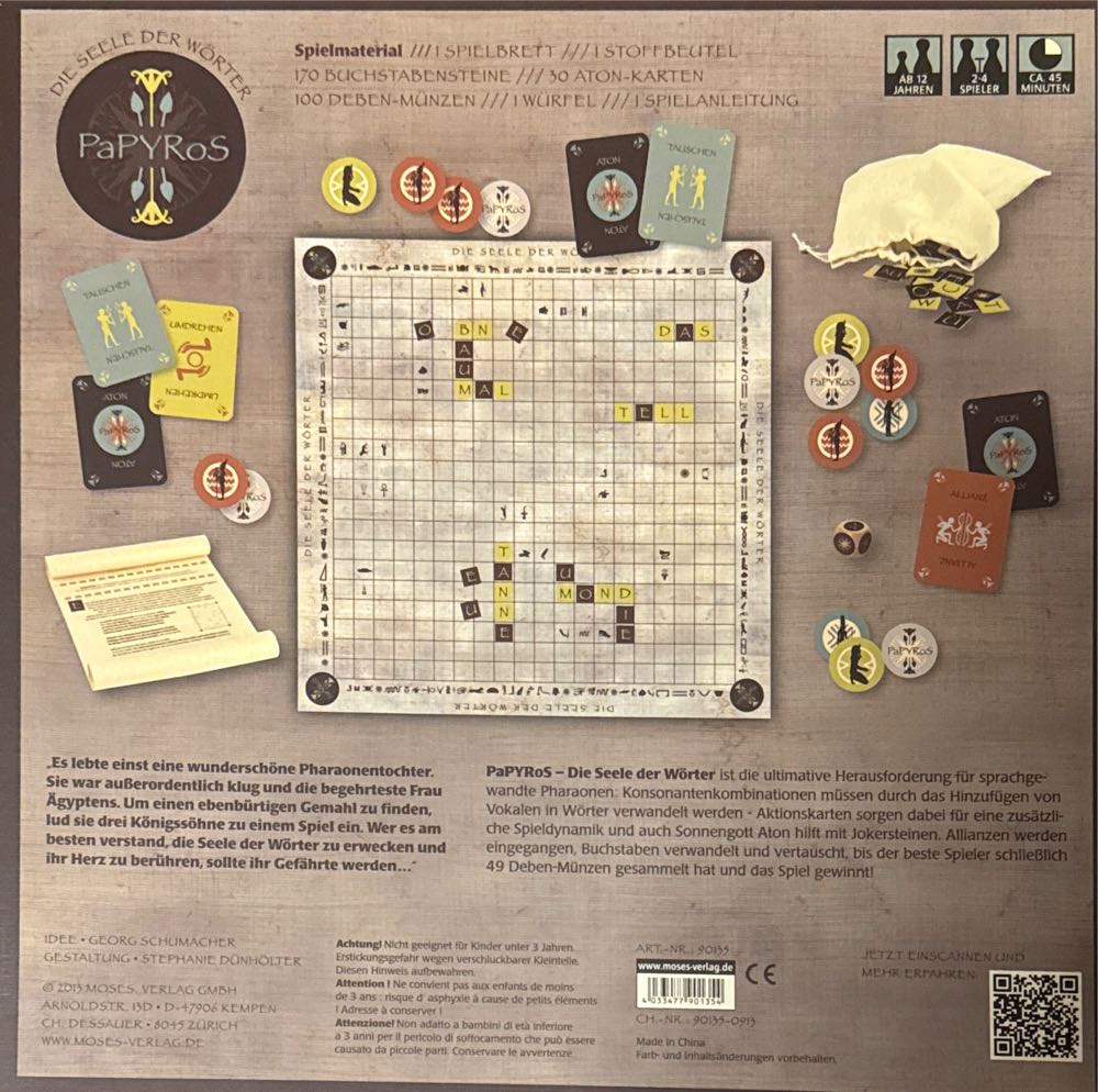 Moses Verlag Papyros Die Seele Der Wörter Kaufen & Gebraucht  board game collectible [Barcode 4033477901354] - Main Image 2