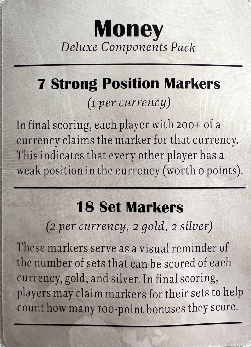 Money! : Promo Upgrade 2025  (2 3 4 5) board game collectible [Barcode 618149325238] - Main Image 3